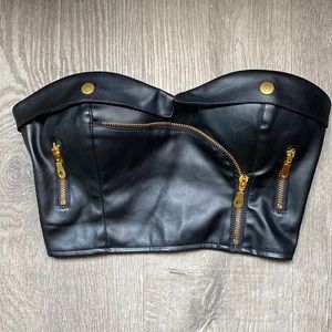 superdown Faux Leather Corset Top